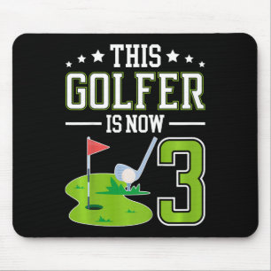 Kids 3rd Birthday Party Golf Boy Three Year Old Go Mouse Pad