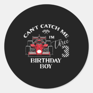 Kids 3rd Birthday Race Car Bday Boy Cant Catch Me Classic Round Sticker
