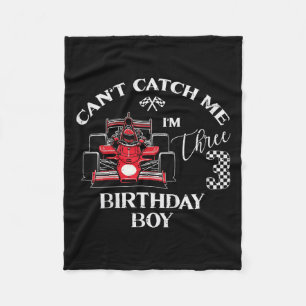Kids 3rd Birthday Race Car Bday Boy Cant Catch Me  Fleece Blanket