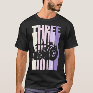 Kids 3rd Birthday Retro Farm Tractor Theme Farmer  T-Shirt