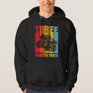 Kids 3rd Birthday Retro Monster Truck 3 Years Boys Hoodie