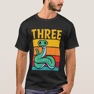 Kids 3rd Birthday Retro Snake Pet Reptile 3 Years T-Shirt