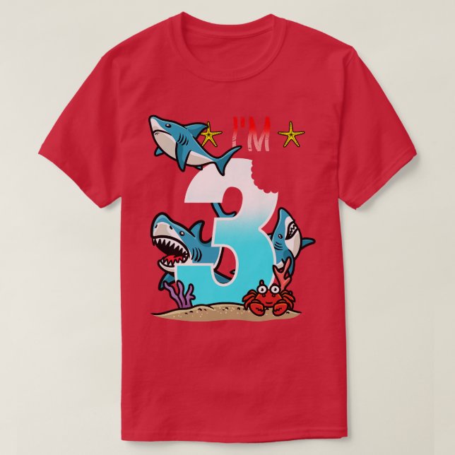 Kids 3rd Birthday Sharks Underwater Kids Boys T-Shirt (Design Front)