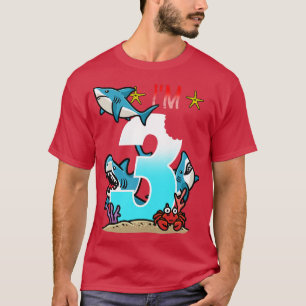 Kids 3rd Birthday Sharks Underwater Kids Boys T-Shirt