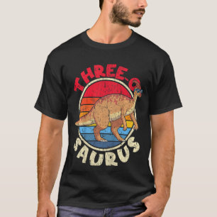 Kids 3rd Birthday Three O Saurus Parasaurolophus F T-Shirt