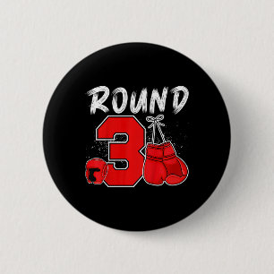 Kids 3rd Boxing Birthday Party Three Year Old Boxe 6 Cm Round Badge