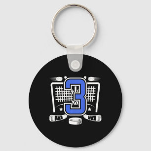 Kids 3rd Ice Hockey Birthday 3 Year Old Ice Hockey Key Ring