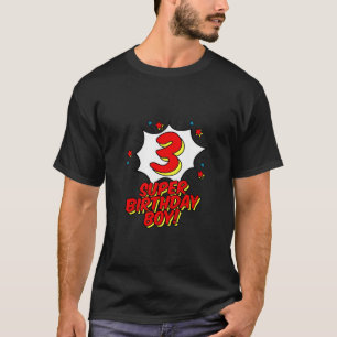 Kids 3rd Third Birthday Boy  Superhero Super Hero  T-Shirt