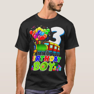Kids 3th Birthday Boy Toy Train Funny 3 Year Old B T-Shirt