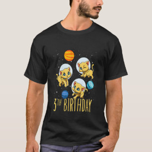 Kids 3th Birthday Cat Birthday Space Lover Kids Pa T-Shirt