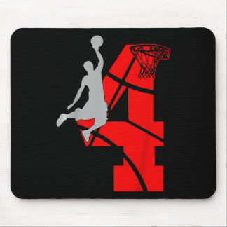 Kids 4 Year Old 4th Basketball Birthday PartyTheme Mouse Pad