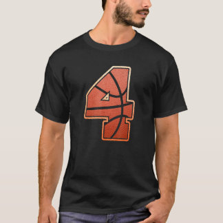 Kids 4 Year Old 4th Basketball Birthday PartyTheme T-Shirt