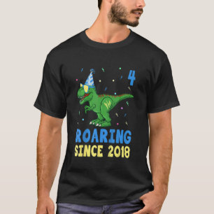 Kids 4 Year Old 4th Birthday Boys Dinosaur Kids T-Shirt