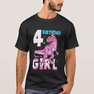 Kids 4 Year Old  4th Birthday Girl Daughter Dinosa T-Shirt