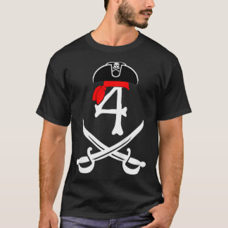 Kids 4 Year Old 4th Pirate Birthday Party Theme T-Shirt