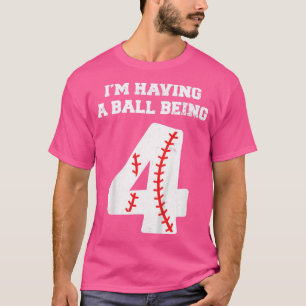 Kids 4 Year Old Baseball Birthday4th BirthdayBoys  T-Shirt