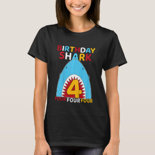 Kids  4 Year Old Birthday Shark Boys Girls Cute 4t T-Shirt