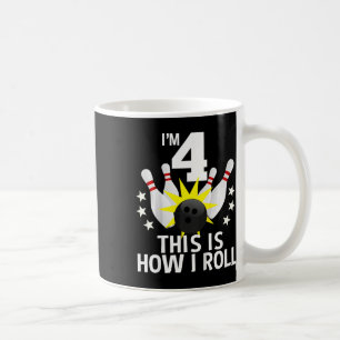 Kids 4 Year Old Bowling Birthday Party Shirt How I Coffee Mug