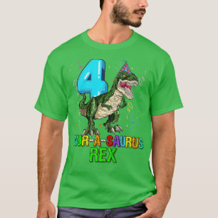 Kids 4 Year Old Boy 4th Birthday Dinosaur Gift Fou T-Shirt