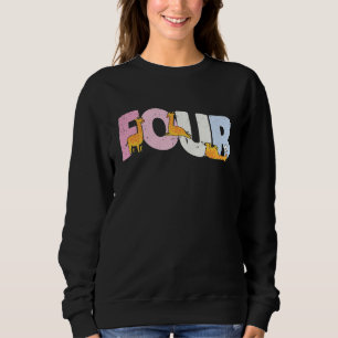 Kids 4 Year Old Cute Giraffe Birthday Girl 4th B d Sweatshirt
