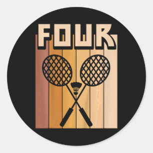 Kids 4 Year Old Dminton Birthday Boy 4th Birthday Classic Round Sticker