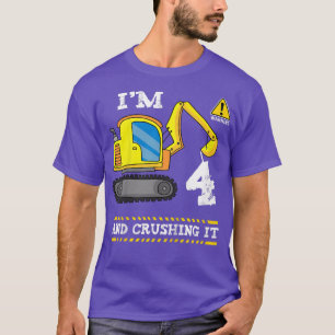 Kids 4 Year Old Excavator 4th Birthday Boy Constru T-Shirt