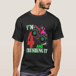 Kids 4 Year Old Girl 4th Birthday Monster Truck Bo T-Shirt