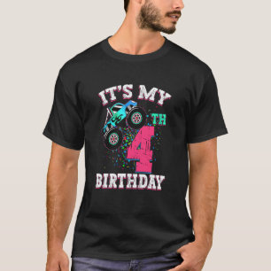 Kids 4 Year Old Girl 4th Birthday Monster Truck Bo T-Shirt