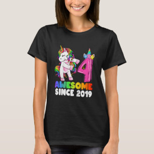 Kids 4 Year Old   Girls Teens Flossing Unicorn 4th T-Shirt
