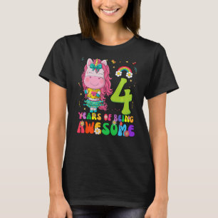 Kids 4 Year Old Girls Teens Unicorn 4th Birthday T-Shirt