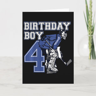 Kids 4 Year Old Ice Hockey Goalie Themed Birthday Card