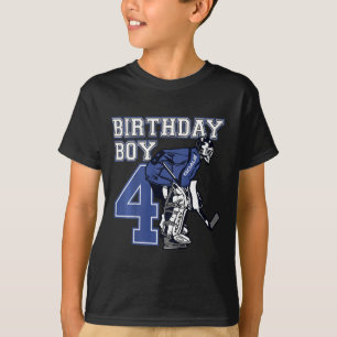 Kids 4 Year Old Ice Hockey Goalie Themed Birthday  T-Shirt