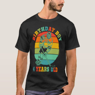 Kids 4 Year Old Ice Hockey Retro Birthday Party 4t T-Shirt
