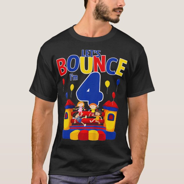 Kids 4 Year Old Jump Birthday Bounce Bouncy 4th T-Shirt (Front)