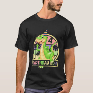 Kids 4 Year Old Kids 4Th Birthday Boy 4 T Rex Dino T-Shirt