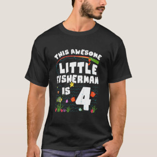 Kids 4 Year Old Little Fisherman Fishing Children T-Shirt