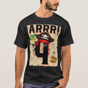 Kids 4 Year Old Pirate Birthday ARR Pirates Treasu T-Shirt