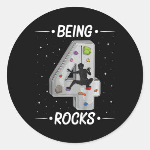 Kids 4 Year Old Rock Climbing 4th Birthday Adventu Classic Round Sticker