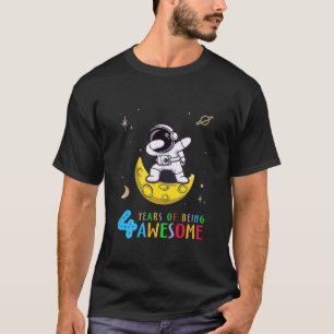 Kids 4 Years Of Being Awesome Dabbing Astronaut 4T T-Shirt