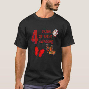 Kids 4 Years Of Being Awesome Kids Happy 4th Birth T-Shirt