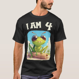 Kids 4 Years Old 4 Birthday Crickets Boy Girl Cric T-Shirt