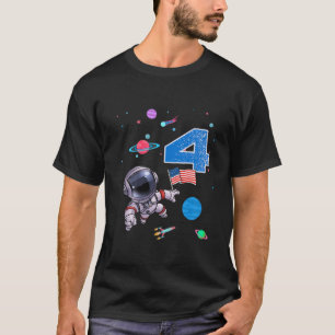 Kids 4 Years Old Astronaut Birthday Boy 4Th Birthd T-Shirt