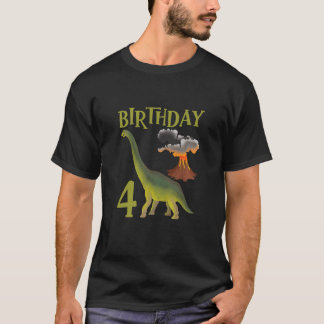 Kids 4 Years Old Birthday Boy Dino Volcano - 4Th B T-Shirt