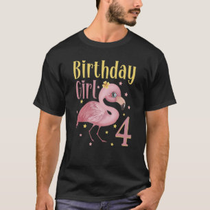 Kids 4 Years Old Flamingo Birthday Girl Party 4th T-Shirt
