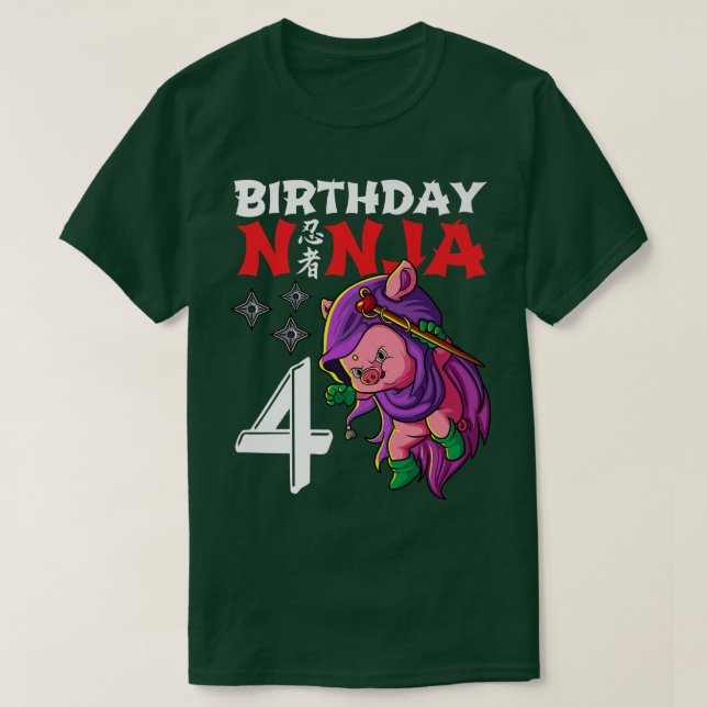 Kids 4 Years Old Kawaii Cute Pig Japanese 4th Birt T-Shirt (Design Front)