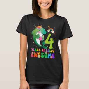 Kids 4 Years Old Teens Boys Girls Cute Dolphin 4th T-Shirt