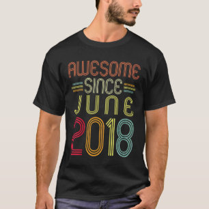 Kids 4th Birthday Awesome Since June 2018 4 Years T-Shirt