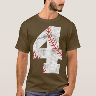 Kids 4th Birthday Baseball Big Number Four 4 Year  T-Shirt