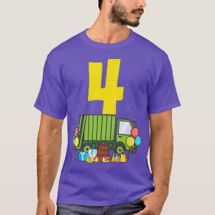 Kids 4th Birthday Boy 4 Year Old Garbage Truck Bir T-Shirt