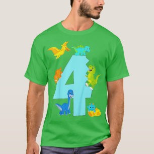 Kids 4th Birthday Boy 4 Years Old Dinosaur Toy Din T-Shirt
